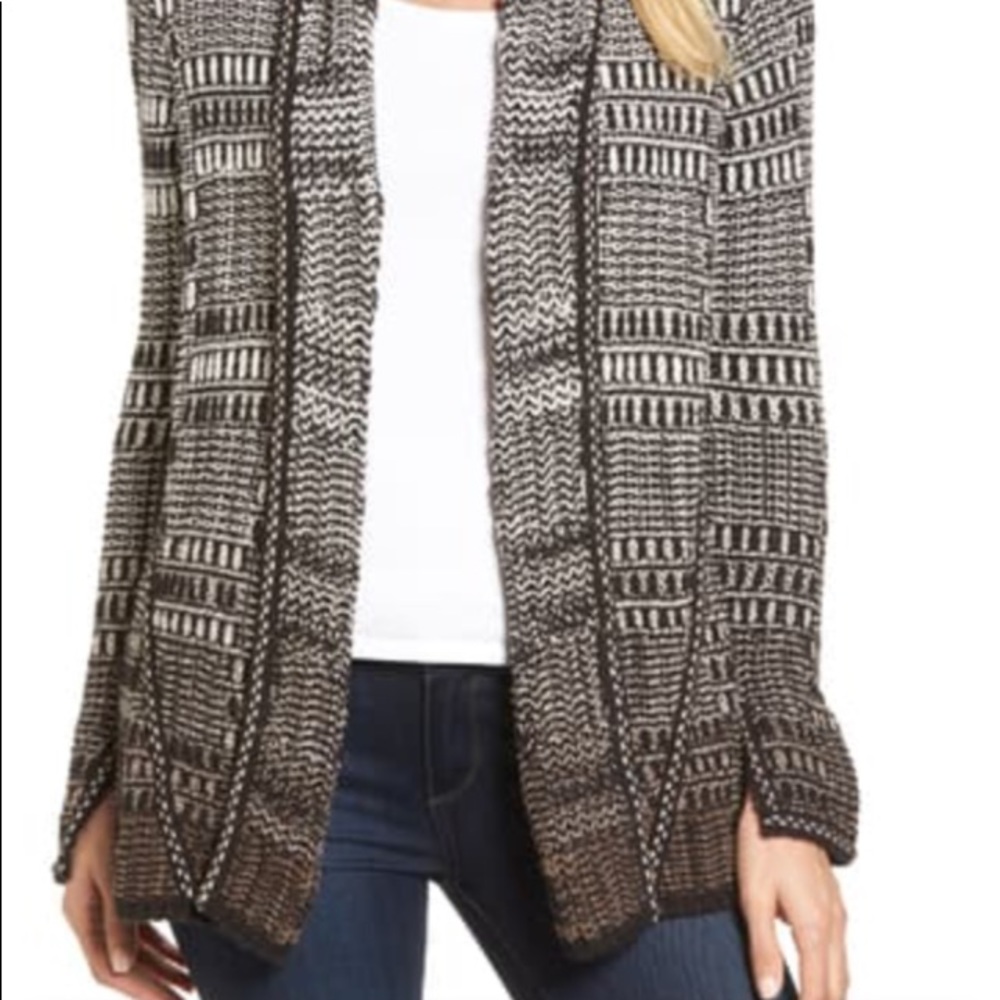 NIC+ZOE Open Front Cardigan Size-Large Color-Brown/White NWT - Picture 9 of 12